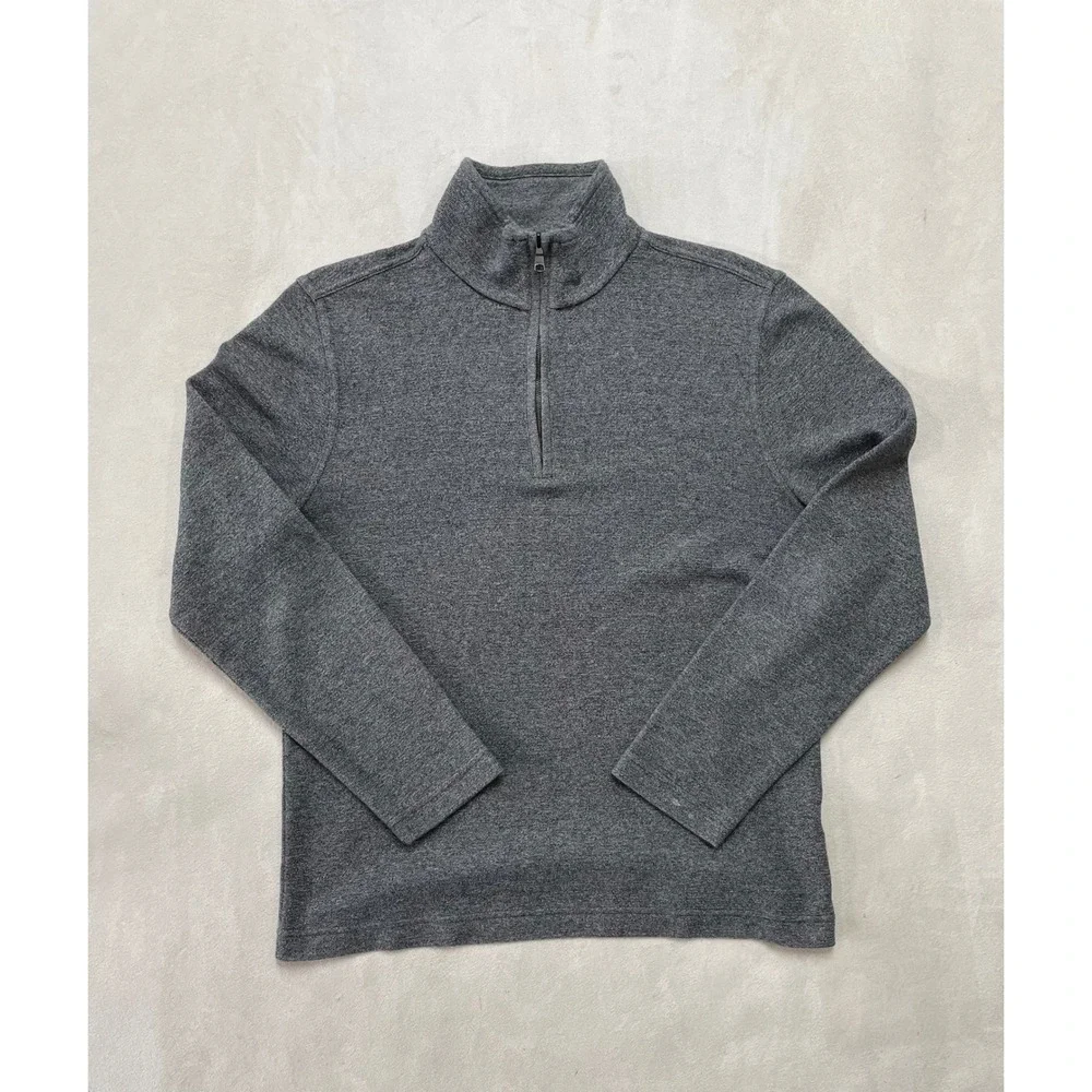 Banana Republic Mens Large Gray Quarter Zip Pullover Sweater Mock Neck L